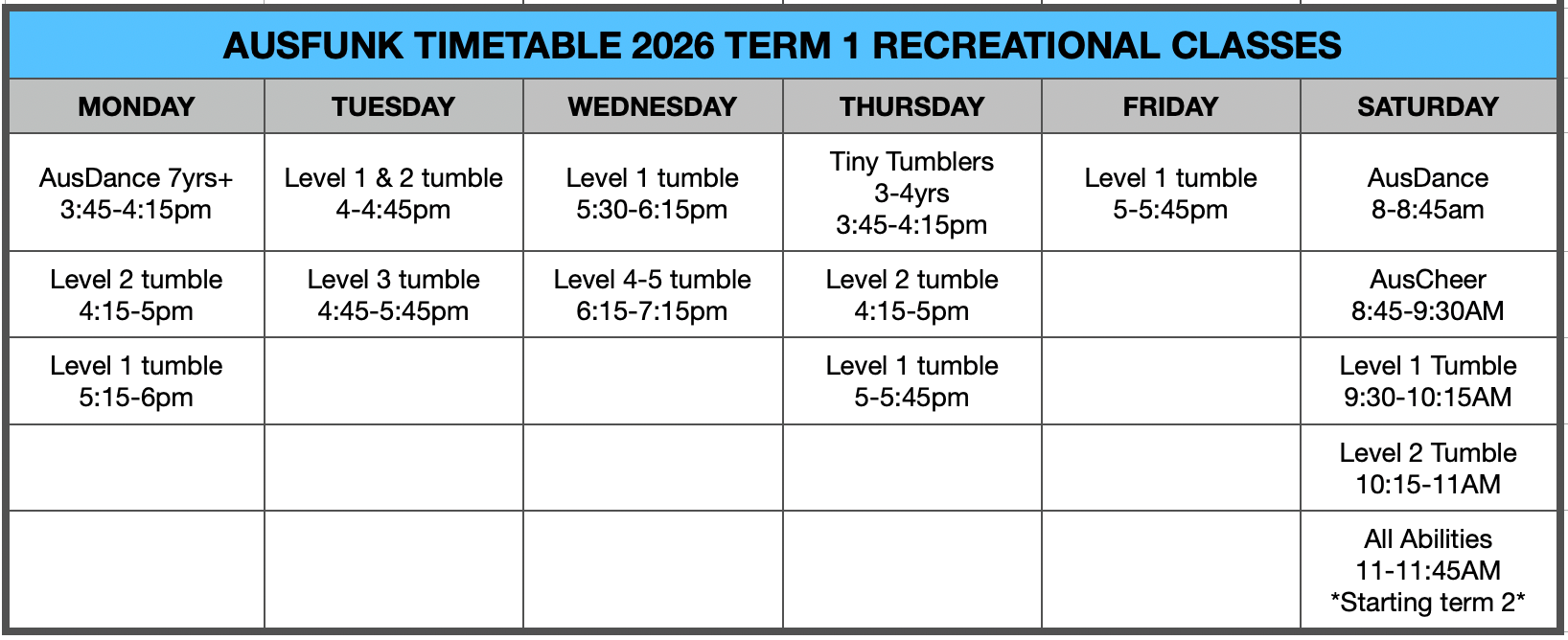 Rec Timetable Final
