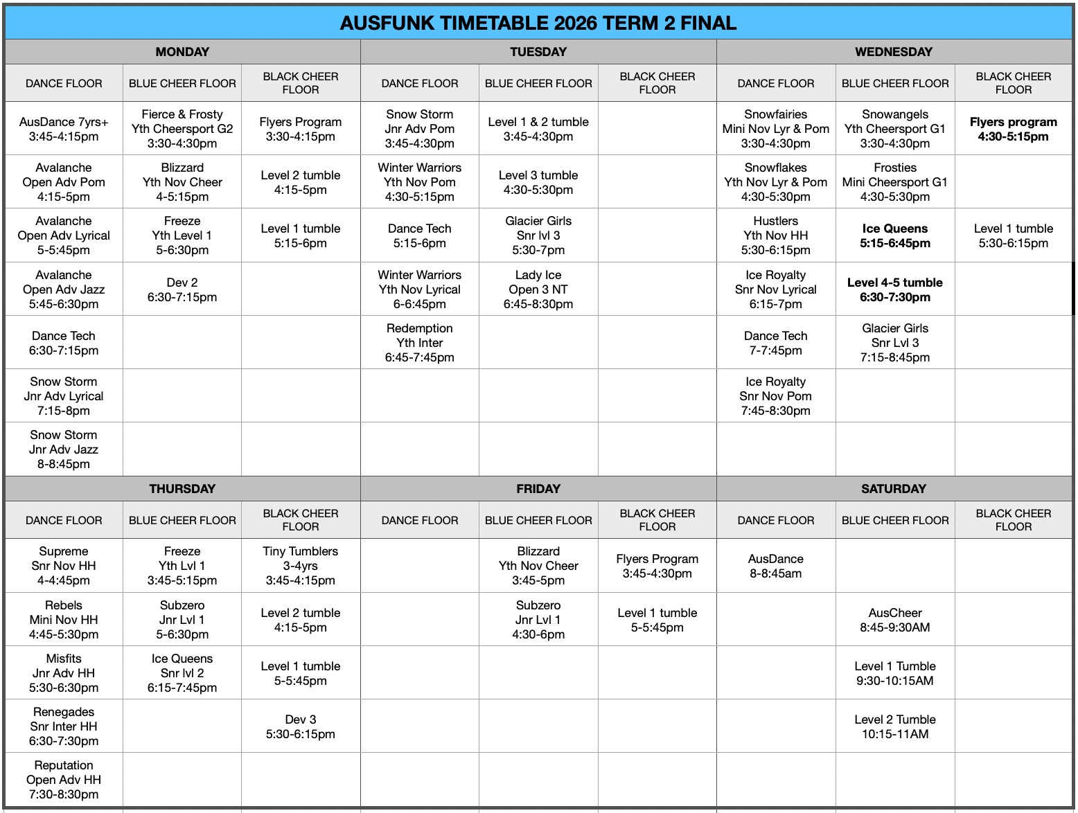 Term 1 Timetable V3
