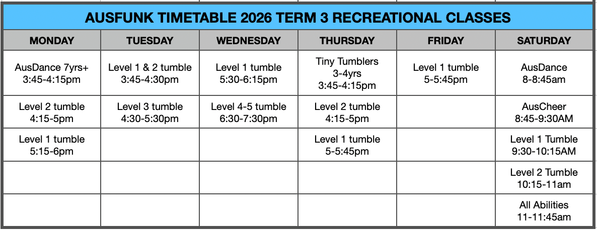 Rec Timetable Final